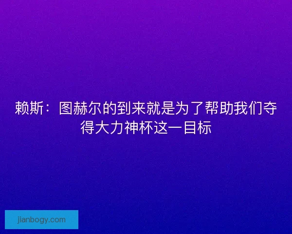 赖斯：图赫尔的到来就是为了帮助我们夺得大力神杯这一目标